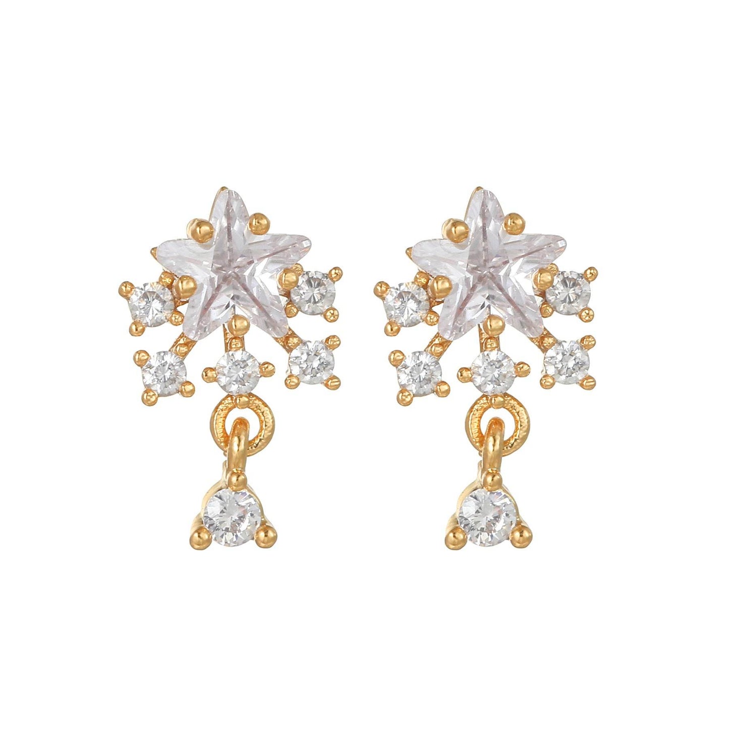 16 Pairs Pink Heart Stud Hoop Huggies Drop Earrings Set, 18K Gold Plated Stacking CZ & Pearl Designs, Planet Snowflake Moon Star