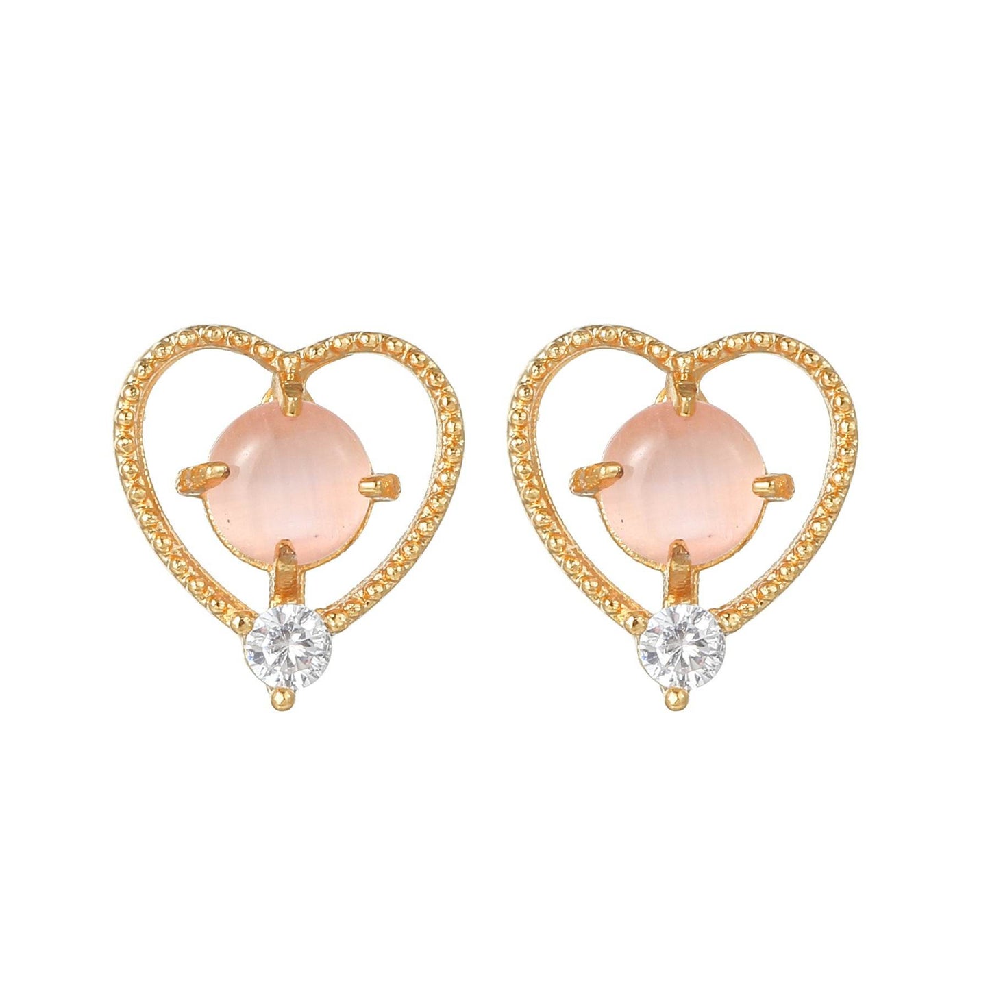 16 Pairs Pink Heart Stud Hoop Huggies Drop Earrings Set, 18K Gold Plated Stacking CZ & Pearl Designs, Planet Snowflake Moon Star