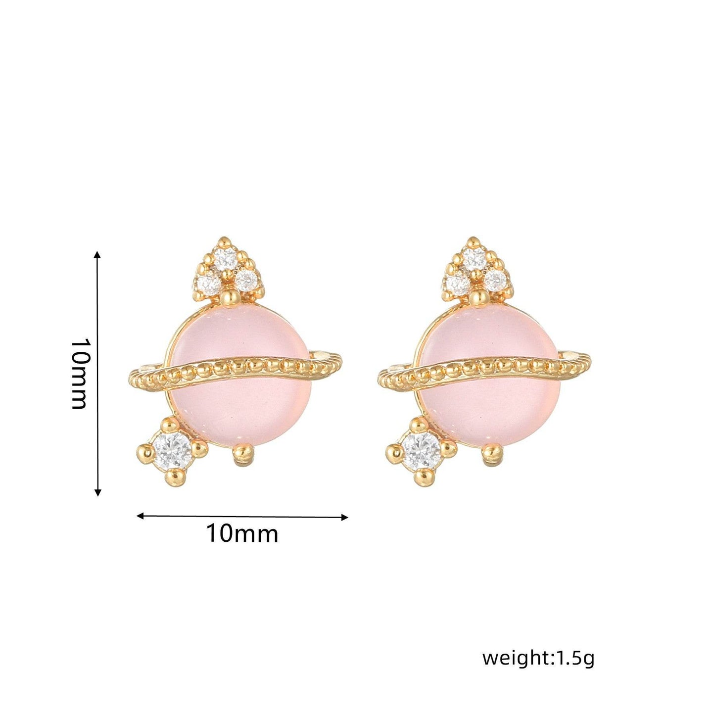 16 Pairs Pink Heart Stud Hoop Huggies Drop Earrings Set, 18K Gold Plated Stacking CZ & Pearl Designs, Planet Snowflake Moon Star