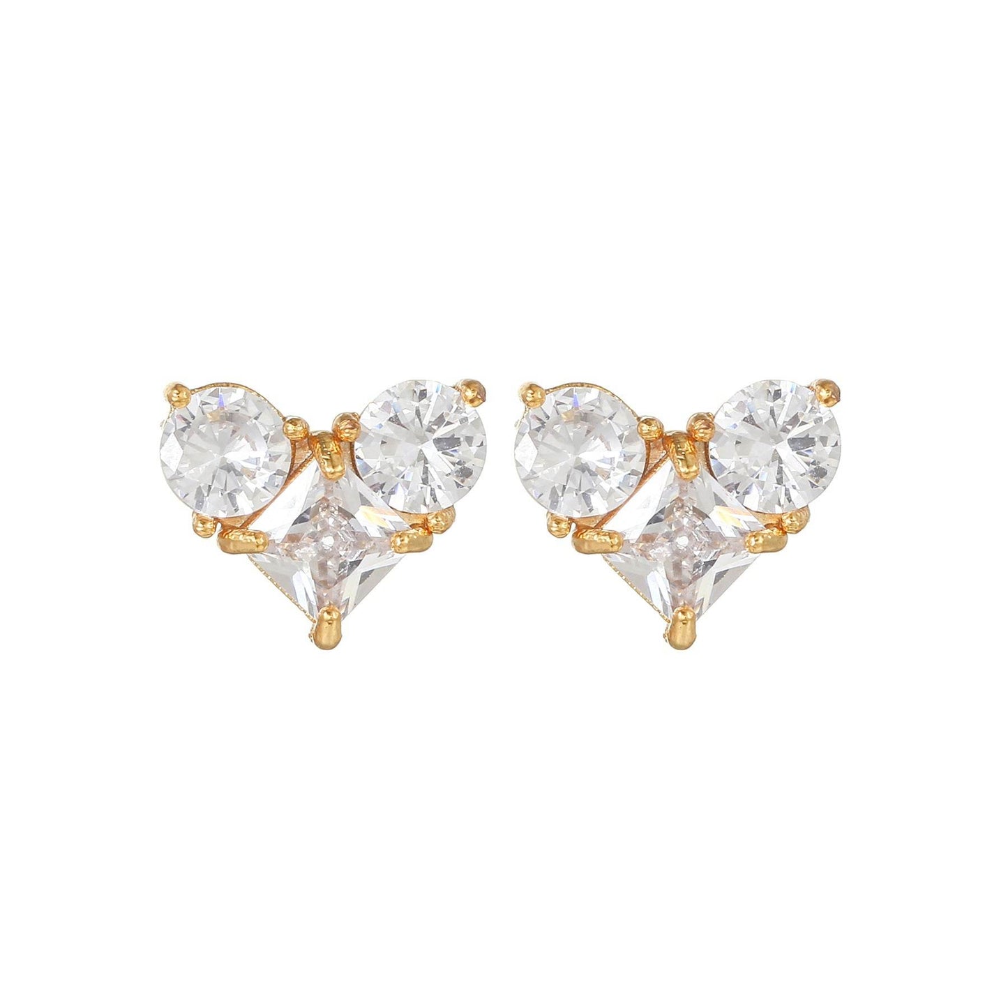 16 Pairs Pink Heart Stud Hoop Huggies Drop Earrings Set, 18K Gold Plated Stacking CZ & Pearl Designs, Planet Snowflake Moon Star