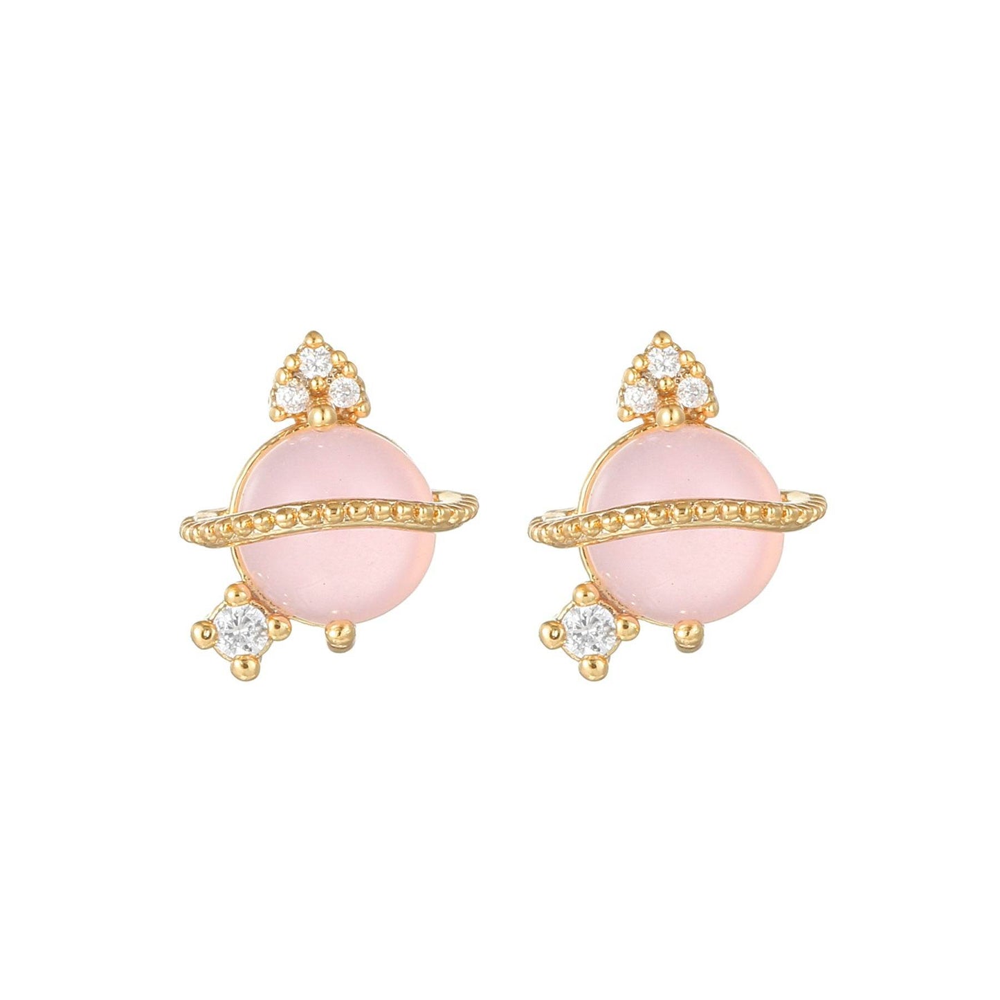 16 Pairs Pink Heart Stud Hoop Huggies Drop Earrings Set, 18K Gold Plated Stacking CZ & Pearl Designs, Planet Snowflake Moon Star