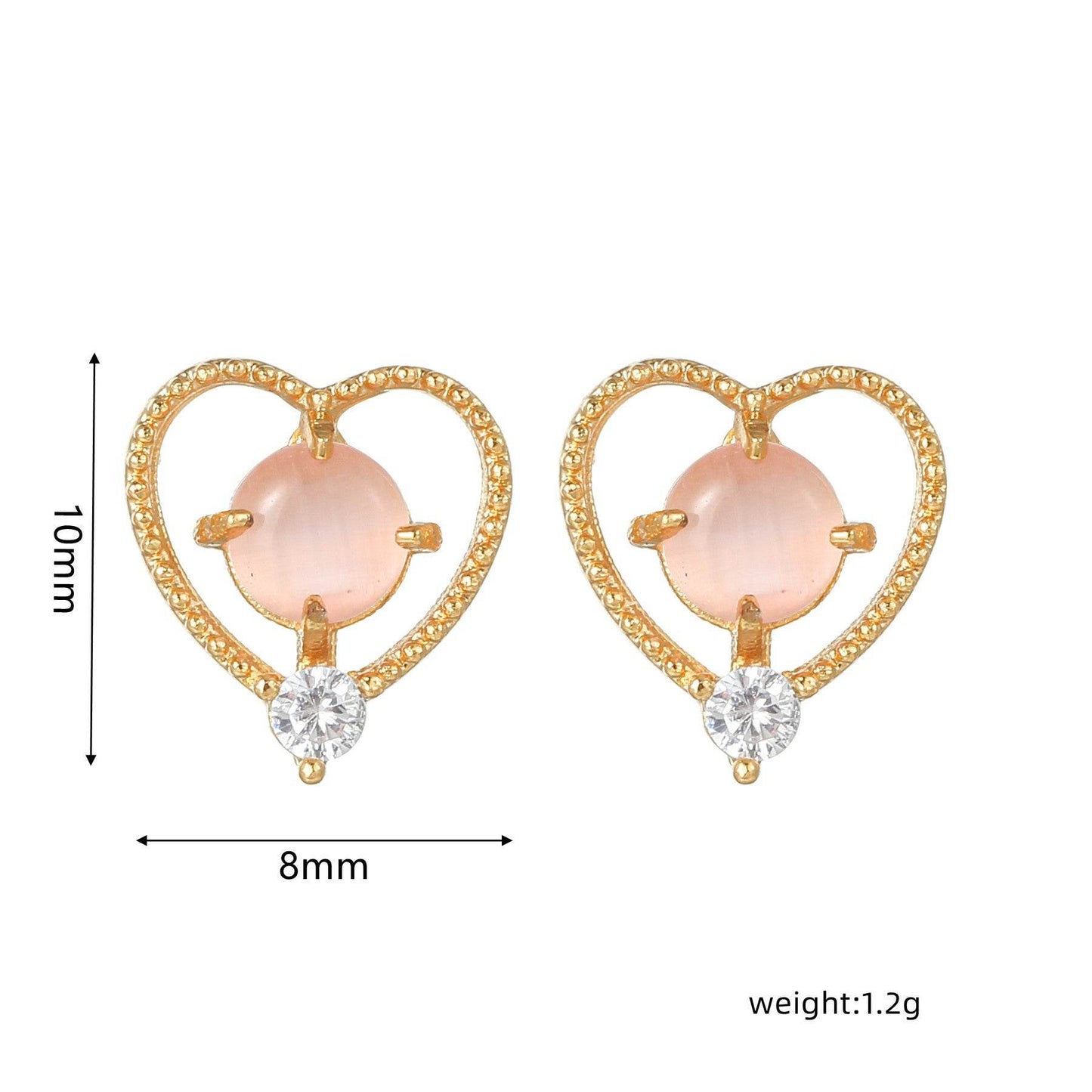 16 Pairs Pink Heart Stud Hoop Huggies Drop Earrings Set, 18K Gold Plated Stacking CZ & Pearl Designs, Planet Snowflake Moon Star