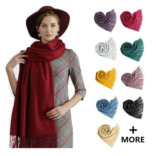 Large Cashmere Feel Soft Scarf Shawls Solid Colors 002