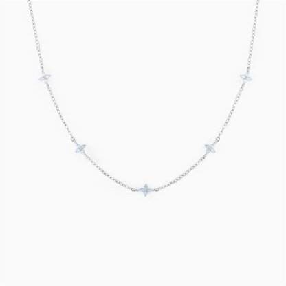 18K Gold Plated Tiny Blue Flower Necklace For Women, Gold Color Cute Pendant Necklace, Trendy Female Fashion Jewelry