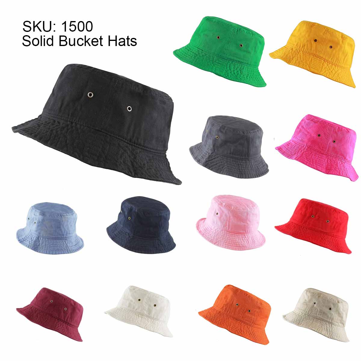 100% Cotton Solid Bucket Hats Unisex