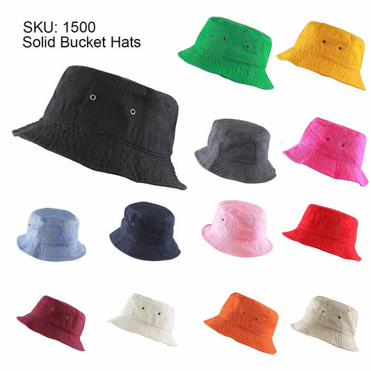 100% Cotton Solid Bucket Hats Unisex