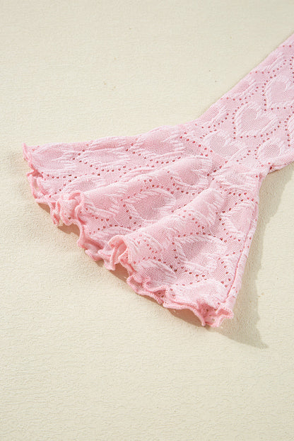 Heart Mock Neck Flare Long Sleeve Top