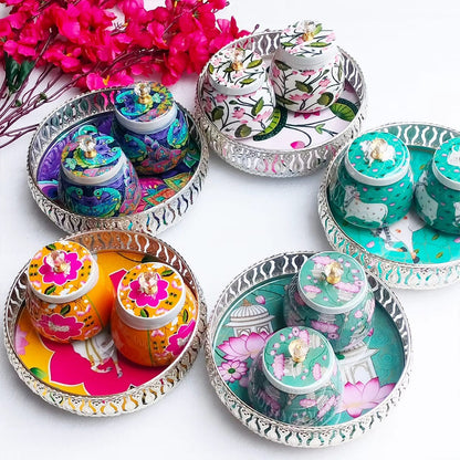 Royal Enamel Tray & Jar Pack (Set of 10)