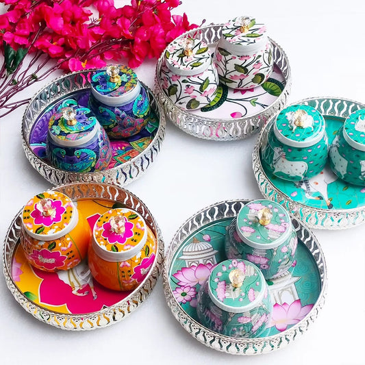 Royal Enamel Tray & Jar Pack (Set of 10)