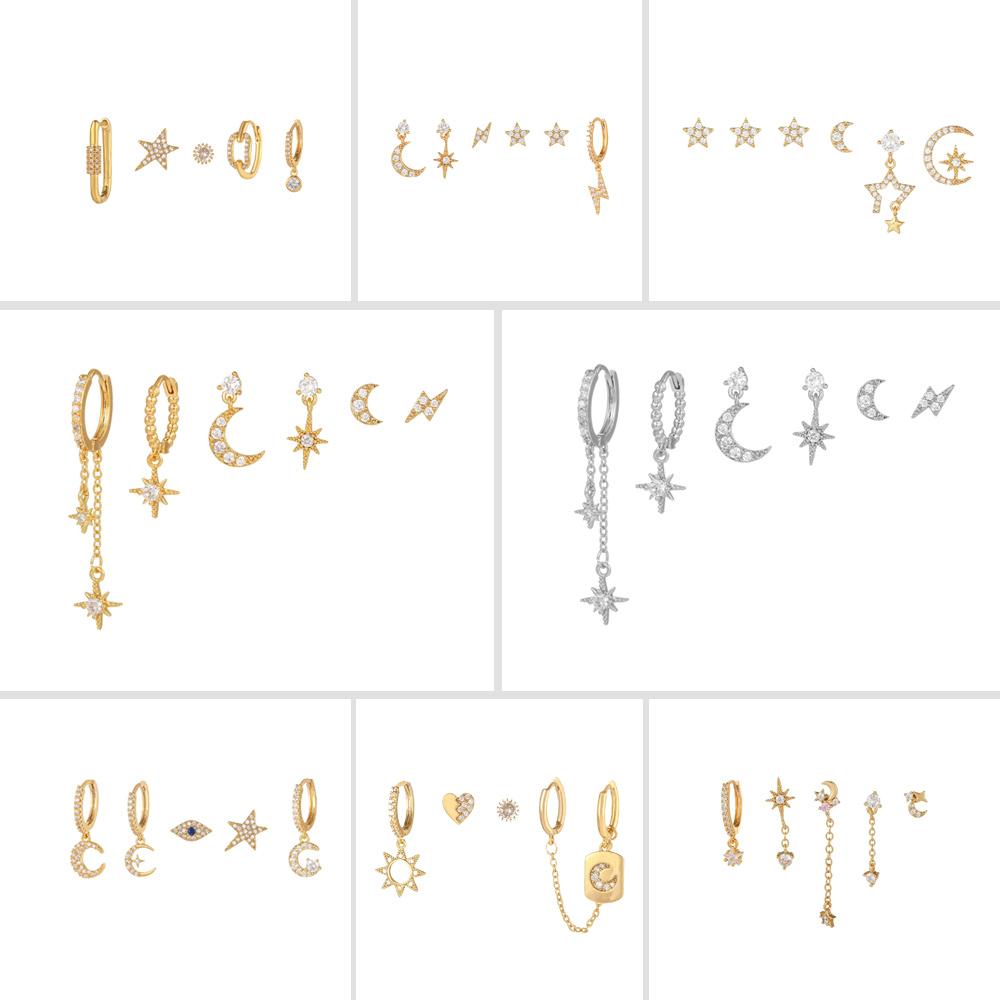 6 Pieces Dainty Glam Earring Set, 18k Gold Hoops, S925 Needle, Stacked Lobe Designs with Dazzling Zirconia