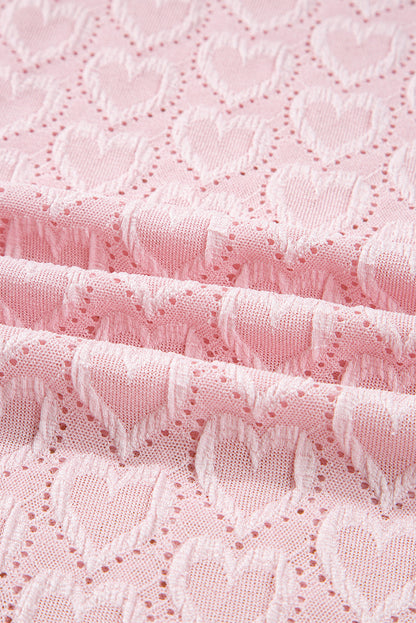 Heart Mock Neck Flare Long Sleeve Top