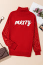 Christmas Merry Sequin Turtleneck Sweater