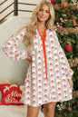 Christmas Santa Buttoned Long Sleeve Mini Dress