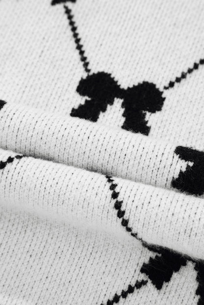 Bow Colorblock Quarter-Zip Collared Sweater