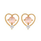 16 Pairs Pink Heart Stud Hoop Huggies Drop Earrings Set, 18K Gold Plated Stacking CZ & Pearl Designs, Planet Snowflake Moon Star