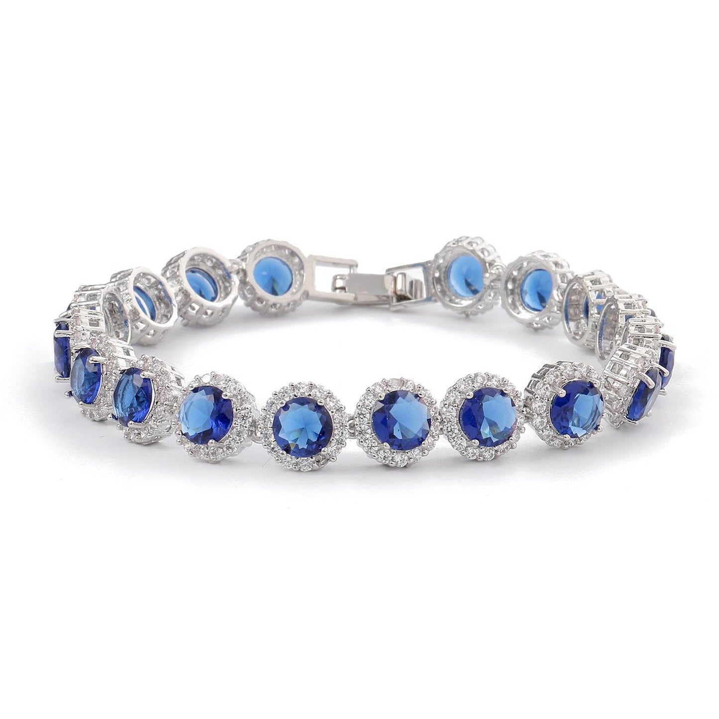 Dazzling Multicolor Cubic Zirconia Round Halo Bracelet, Colored Gem Stones, Adjustable Design, and Unique Patterns
