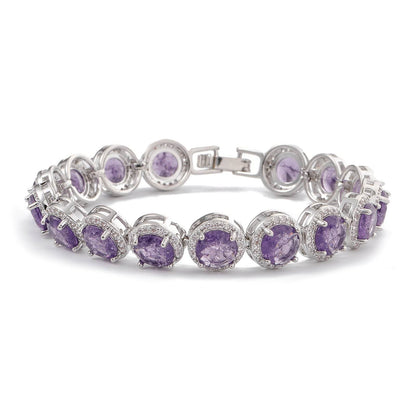 Dazzling Multicolor Cubic Zirconia Round Halo Bracelet, Colored Gem Stones, Adjustable Design, and Unique Patterns