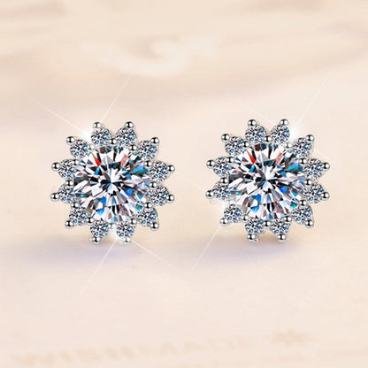 S925 Colorful Moissanite/CZ Sunflower Halo Stud Earrings, 12 Color 0.5ct D-Grade VVS Certificate, Hypoallergenic Sterling Silver Jewelry Gift