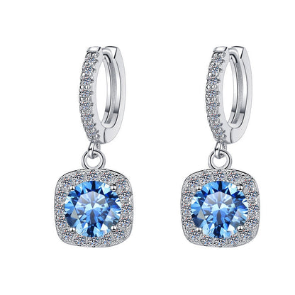 S925 Colorful Moissanite Halo Earrings with Pavé-Set Halo & Hoop, VVS1 Certified, 12 Vibrant Colors , Sterling Silver