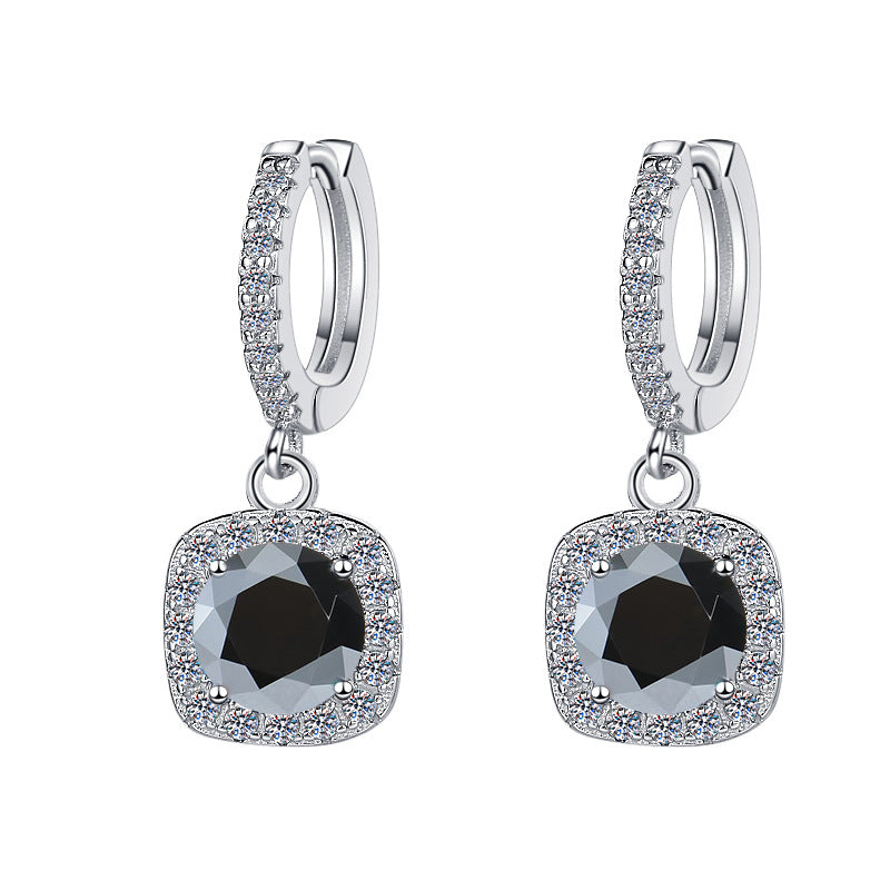 S925 Colorful Moissanite Halo Earrings with Pavé-Set Halo & Hoop, VVS1 Certified, 12 Vibrant Colors , Sterling Silver