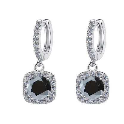 S925 Colorful Moissanite Halo Earrings with Pavé-Set Halo & Hoop, VVS1 Certified, 12 Vibrant Colors , Sterling Silver