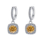 S925 Colorful Moissanite Halo Earrings with Pavé-Set Halo & Hoop, VVS1 Certified, 12 Vibrant Colors , Sterling Silver