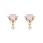 16 Pairs Pink Heart Stud Hoop Huggies Drop Earrings Set, 18K Gold Plated Stacking CZ & Pearl Designs, Planet Snowflake Moon Star