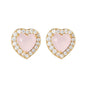 16 Pairs Pink Heart Stud Hoop Huggies Drop Earrings Set, 18K Gold Plated Stacking CZ & Pearl Designs, Planet Snowflake Moon Star