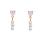 16 Pairs Pink Heart Stud Hoop Huggies Drop Earrings Set, 18K Gold Plated Stacking CZ & Pearl Designs, Planet Snowflake Moon Star