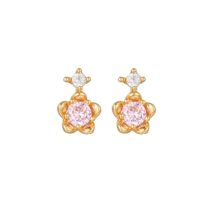 16 Pairs Pink Heart Stud Hoop Huggies Drop Earrings Set, 18K Gold Plated Stacking CZ & Pearl Designs, Planet Snowflake Moon Star