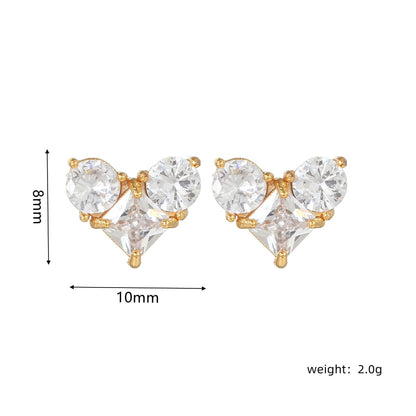 16 Pairs Pink Heart Stud Hoop Huggies Drop Earrings Set, 18K Gold Plated Stacking CZ & Pearl Designs, Planet Snowflake Moon Star
