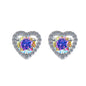 S925 Colorful Moissanite/CZ Heart Shape Halo Stud Earrings, 0.5ct D-Grade VVS Certificate, Hypoallergenic Sterling Silver Gift