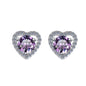 S925 Colorful Moissanite/CZ Heart Shape Halo Stud Earrings, 0.5ct D-Grade VVS Certificate, Hypoallergenic Sterling Silver Gift