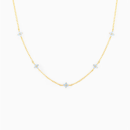 18K Gold Plated Tiny Blue Flower Necklace For Women, Gold Color Cute Pendant Necklace, Trendy Female Fashion Jewelry